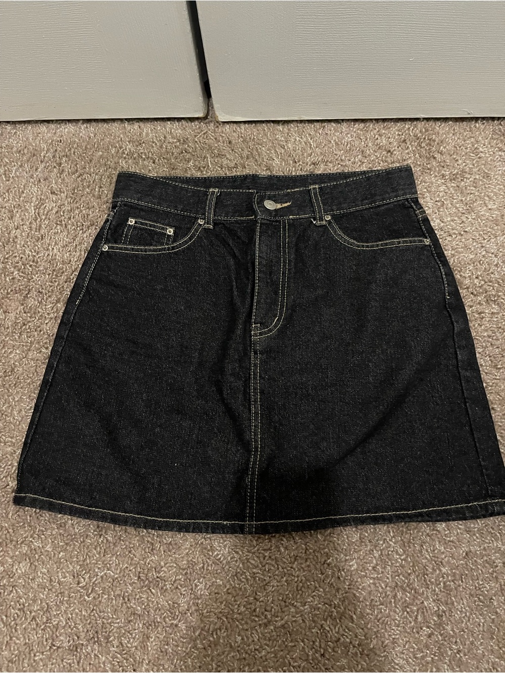 Women's Black Denim A-Line Mini Skirt